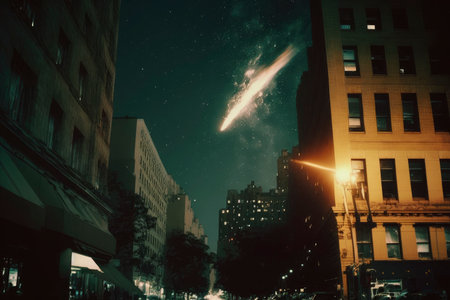 Milky Way over New York City, USA. Long exposure.の素材