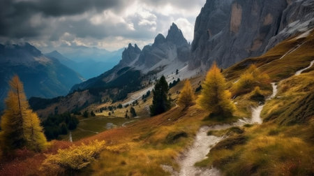 Autumn in the Dolomites, Italy. panoramic viewの素材