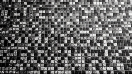 Black and white mosaic tile wall texture. Abstract background and texture for design.の素材