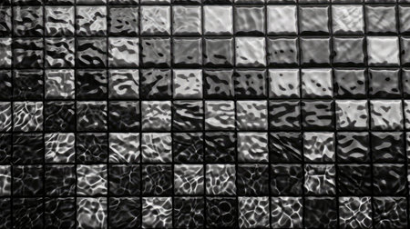 Black and white mosaic tiles wall. Abstract background and texture for design.の素材