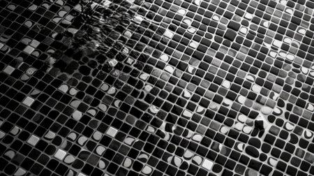 abstract background of black and white mosaic tiles in a swimming poolの素材