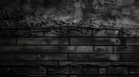 Black brick wall texture background. Black and white brick wall texture.の素材