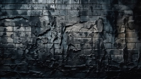 Old black brick wall texture. Abstract background for design with copy space.の素材