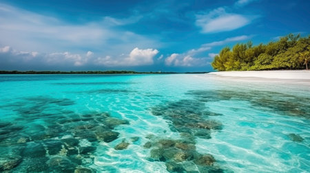 Beautiful tropical beach on Maldives. Panoramic view.の素材