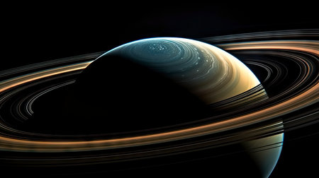 abstract scene with planet in space, computer-generated image.の素材