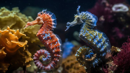 Seahorse (Hippocampus seahorse) in aquariumの素材