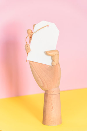 Wooden model for product price sample. Retro styleの写真素材