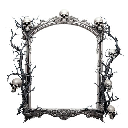 SKULL frame. skeleton head frame backgroundの素材