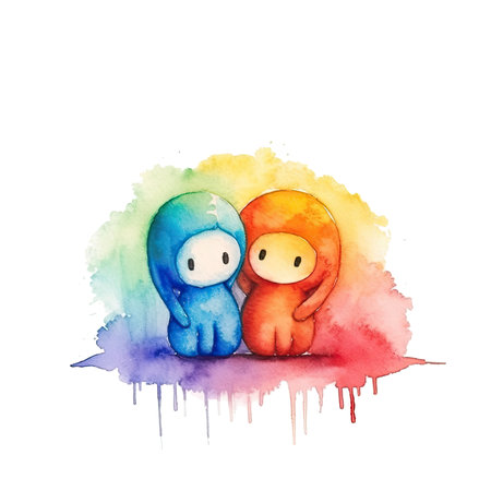 Watercolor illustration of couple dolls. Perfect for card or phone Lock Screen wallpaperの素材