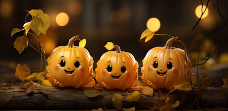 Funny halloween pumpkins on scary background. Illustrations perfect for tickets, flyers, advertising, etc.の素材