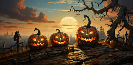 Trick or Treat. Jack O Lantern pumpkin on treat or trick fun party celebration background designの素材
