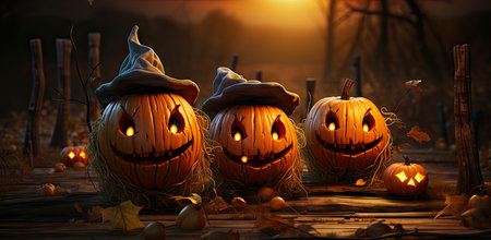 Trick or Treat. Jack O Lantern pumpkin on treat or trick fun party celebration background designの素材