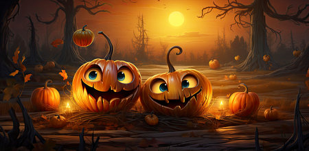 A pumpkin Halloween carved jack o lantern cartoonの素材