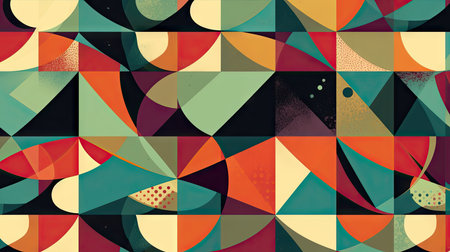 Abstract geometric background with triangles, circles and dots. Vector illustration.の素材
