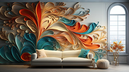 Sofa with cushions in the interior. 3d renderingの素材