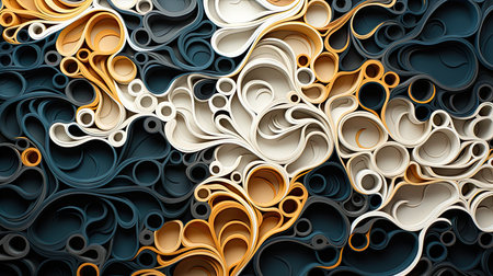 Abstract 3d rendering of multicolored paper cut shapes. Art design background.の素材