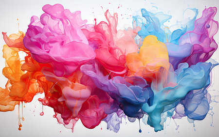 Abstract background with colorful ink splashes in water. Vector illustration.の素材