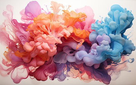 Abstract background of acrylic paint in water. Colorful abstract background.の素材