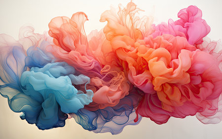 abstract colored ink in water on a white background. 3d renderingの素材