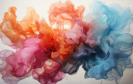 Abstract colorful ink in water. Ink swirling in water. Colored backgroundの素材