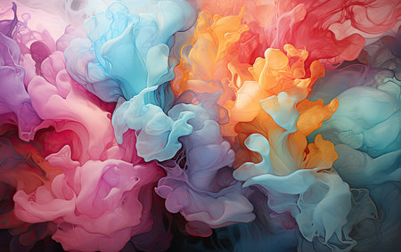 Abstract background of acrylic paint in water. Colorful abstract background.の素材