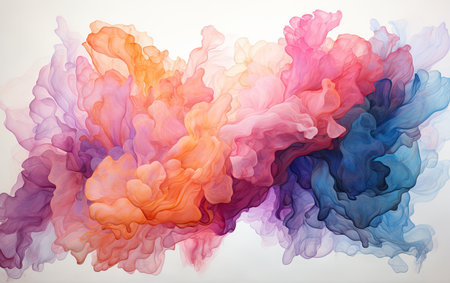 Abstract ink in water. Colorful cloud of paint isolated on white background.の素材