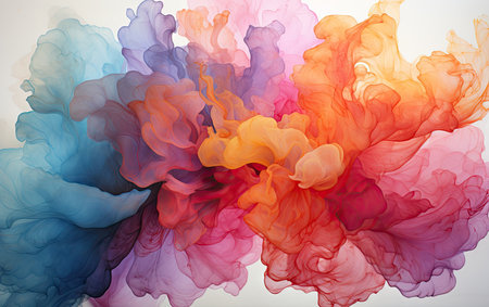 Colorful ink in water on white background. Ink in water.の素材