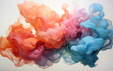 Abstract colorful smoke isolated on white background. 3d render illustration.の素材