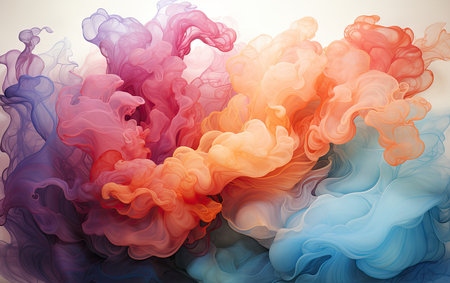 Abstract background of colored ink in water. Ink swirling in water.の素材