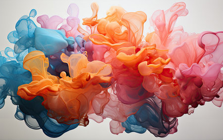 abstract colorful ink in water on a white background. 3d renderingの素材