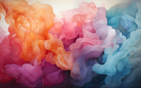 Abstract background of colored smoke in water. 3d rendering, 3d illustration.の素材