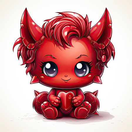 Kawaii Baby devil on white backgroundの素材