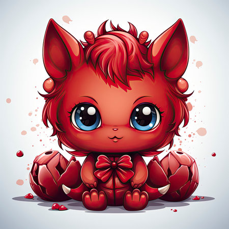 Kawaii Baby devil on white backgroundの素材