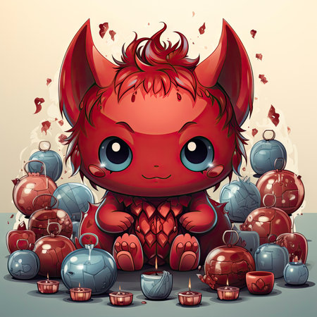 Kawaii Baby devil on white backgroundの素材
