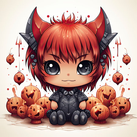Kawaii Baby devil on white backgroundの素材