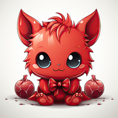 Kawaii Baby devil on white backgroundの素材