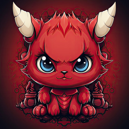 Kawaii Baby devil on white backgroundの素材