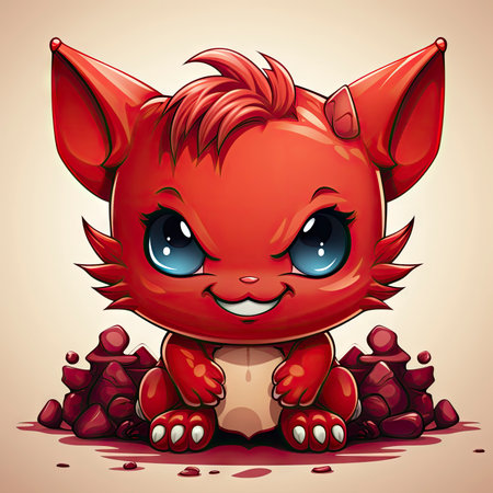 Kawaii Baby devil on white backgroundの素材
