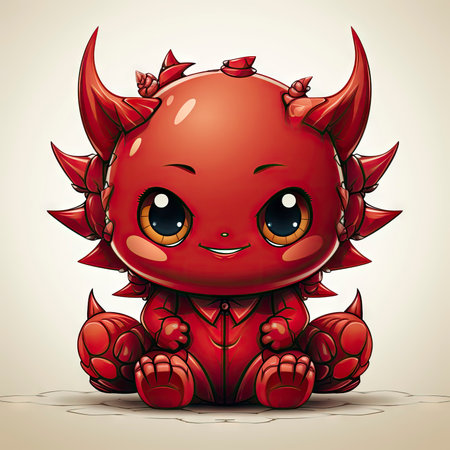 Kawaii Baby devil on white backgroundの素材