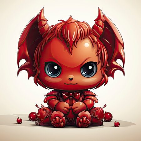 Kawaii Baby devil on white backgroundの素材