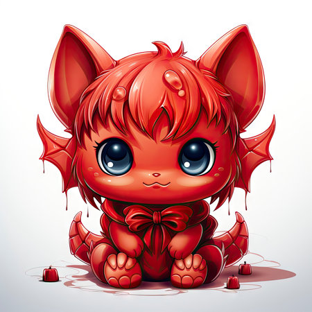 Kawaii Baby devil on white backgroundの素材