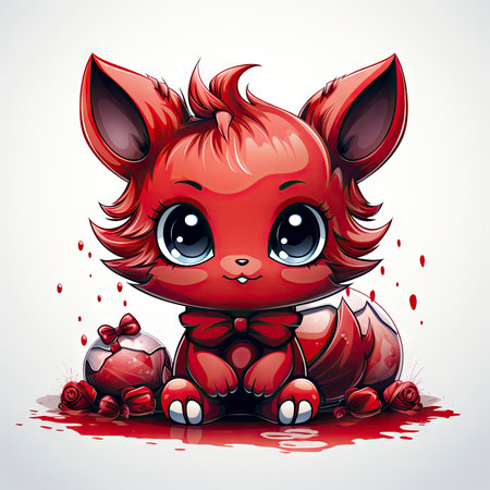 Kawaii Baby devil on white backgroundの素材