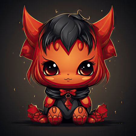 Kawaii Baby devil on white backgroundの素材