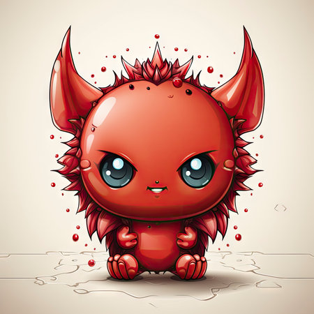 Kawaii Baby devil on white backgroundの素材
