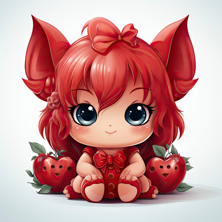 Kawaii Baby devil on white backgroundの素材