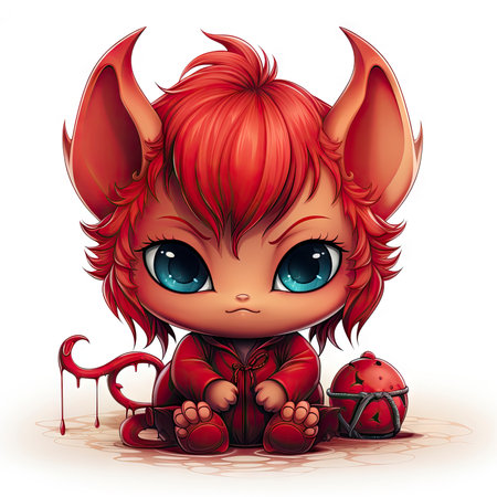 Kawaii Baby devil on white backgroundの素材