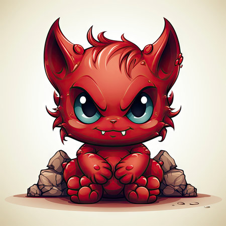 Kawaii Baby devil on white backgroundの素材