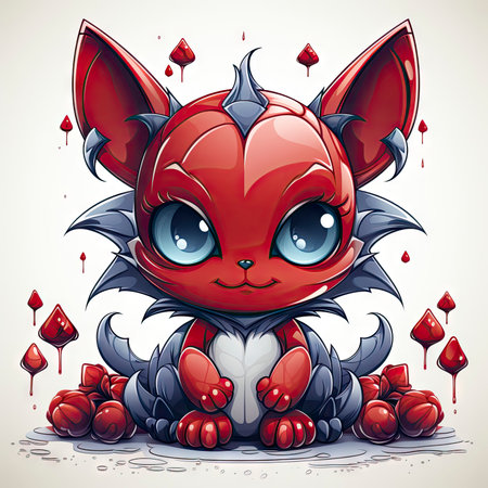 Kawaii Baby devil on white backgroundの素材