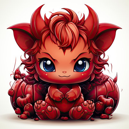Kawaii Baby devil on white backgroundの素材
