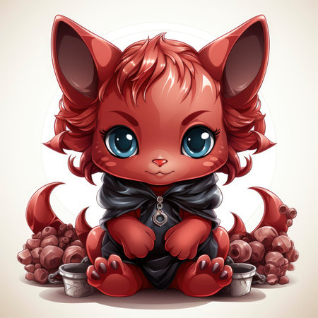 Kawaii Baby devil on white backgroundの素材